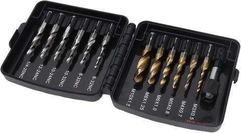 Tapping Drill Bits Set with Combined Tap Drill Bit HSS Metric Ti Plated US System for Copper, Aluminum, Metal Plates and Plastics in Saudi Arabia