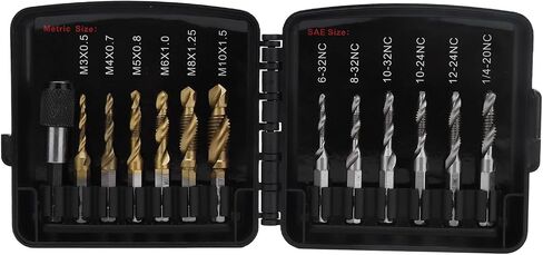 Tapping Drill Bits Set with Combined Tap Drill Bit HSS Metric Ti Plated US System for Copper, Aluminum, Metal Plates and Plastics in Saudi Arabia