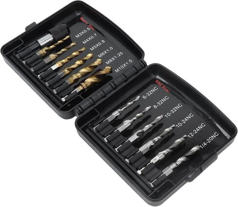 Tapping Drill Bits Set with Combined Tap Drill Bit HSS Metric Ti Plated US System for Copper, Aluminum, Metal Plates and Plastics in Saudi Arabia