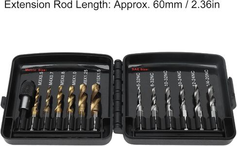 Tapping Drill Bits Set with Combined Tap Drill Bit HSS Metric Ti Plated US System for Copper, Aluminum, Metal Plates and Plastics in Saudi Arabia