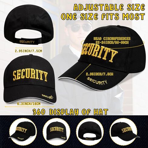 Ramede 8 Pcs Security Hat Baseball Ball Cap Embroidered Cotton Adjustable Security Cap for Men Women Accessories (Black White) in Saudi Arabia