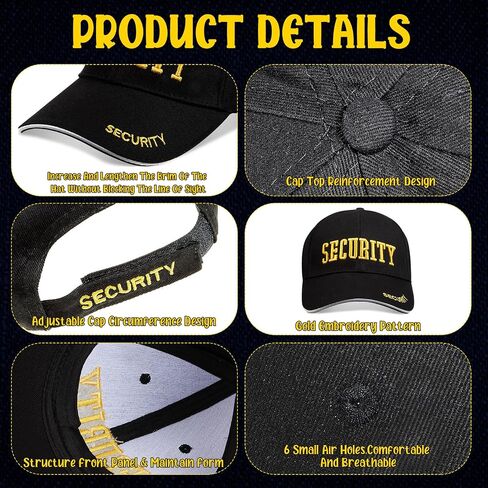 Ramede 8 Pcs Security Hat Baseball Ball Cap Embroidered Cotton Adjustable Security Cap for Men Women Accessories (Black White) in Saudi Arabia
