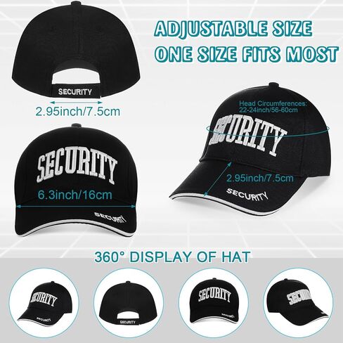 Ramede 8 Pcs Security Hat Baseball Ball Cap Embroidered Cotton Adjustable Security Cap for Men Women Accessories (Black White) in Saudi Arabia