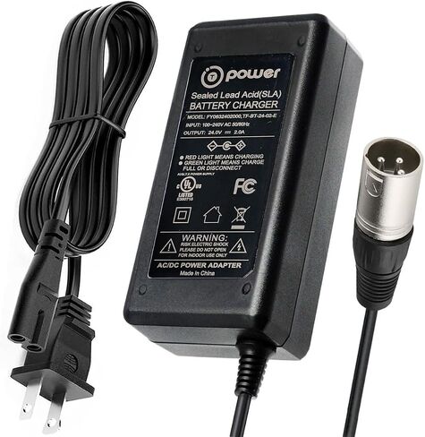 24V 2A 3-Pin XLR Battery Charger for Pride GoGo Series Mobility Scooter Go-Go Elite Traveller, Jazzy Power Chairs, ShopRider, Ezip ShopRider Wheelchair Ac Adapter Power Supply (UL Listed, SLA) in Saudi Arabia