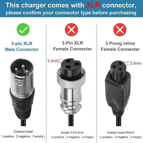 24V 2A 3-Pin XLR Battery Charger for Pride GoGo Series Mobility Scooter Go-Go Elite Traveller, Jazzy Power Chairs, ShopRider, Ezip ShopRider Wheelchair Ac Adapter Power Supply (UL Listed, SLA) in Saudi Arabia