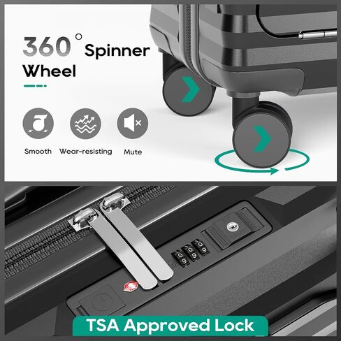 Joyway 20 Inch Carry on Luggage with Aluminium Frame and Front Pocket, PC Hardshell Suitcase with USB Port and Cup Holder, 21.5x14.2x9 Airline Approved, Luggage with Spinner Wheels and TSA Lock in Kuwait