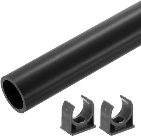 uxcell PVC Rigid Tube, 300mm Length Round Pipe Tubing, 27.2mm ID 32mm OD Plastic Tubes with Clamp for Aquarium, Water Cooling System, Cable Sleeve, Dark Gray in Saudi Arabia