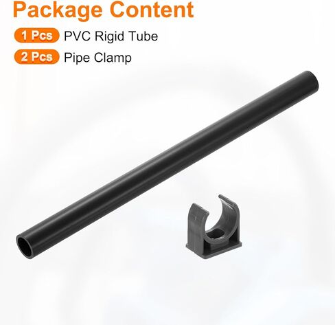 uxcell PVC Rigid Tube, 300mm Length Round Pipe Tubing, 27.2mm ID 32mm OD Plastic Tubes with Clamp for Aquarium, Water Cooling System, Cable Sleeve, Dark Gray in Saudi Arabia