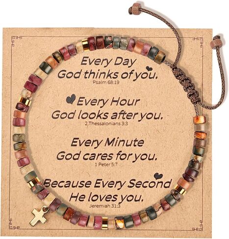 Cross Bracelet Christian Gifts for Women, Religious gifts, Christian bracelets, Inspirational Gifts for Women, First communion gift for women, Natural Stone Bracelets in Saudi Arabia