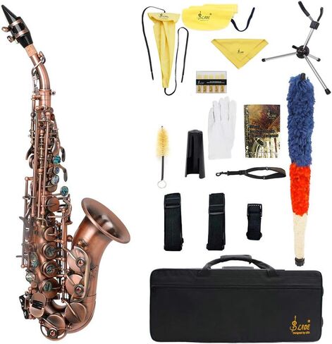 Curved Soprano Saxophone, B Flat Soprano Saxophone, Tuba Instrument, With Carrying Case And Stand Saxophone For Music Beginners,Performers in Saudi Arabia