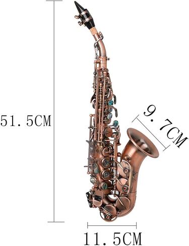 Curved Soprano Saxophone, B Flat Soprano Saxophone, Tuba Instrument, With Carrying Case And Stand Saxophone For Music Beginners,Performers in Saudi Arabia
