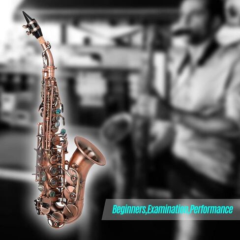 Curved Soprano Saxophone, B Flat Soprano Saxophone, Tuba Instrument, With Carrying Case And Stand Saxophone For Music Beginners,Performers in Saudi Arabia