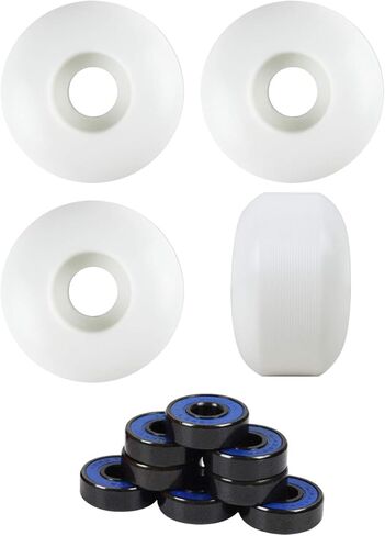 Skateboard Wheels with ABEC 7 Bearings and Spacers (White, 54mm) in Saudi Arabia