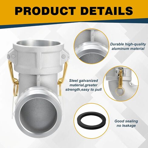 3 "× 3" نوع الألومنيوم دا كام وأخدود خرطوم تركيب 90 درجة كوع 3 "أنثى camlock x 3" من الذكور للزيت الهيدروليكي ، زيت التبريد ، الماء ، 225 رطل. in Saudi Arabia