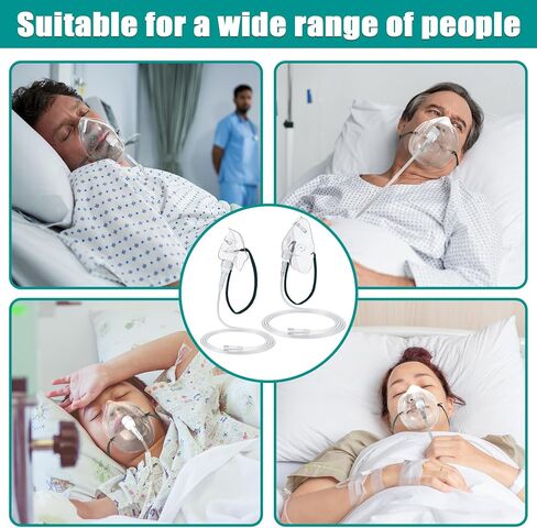 Geiserailie 2 PCS XL Oxygen Mask with 6.6 Ft Tubing and Adjustable Elastic Strap, Adult Oxygen Mask with Tubing, Transparent Oxygen Masks for Face Adult in Saudi Arabia
