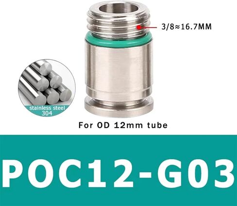 10pcs 304 Stainless Steel Pneumatic Coupling Quick Connector POC-G 4 6 8 10 12mm External Thread Inner Hexagon Fitting(BXG-POC12-G04) in Saudi Arabia