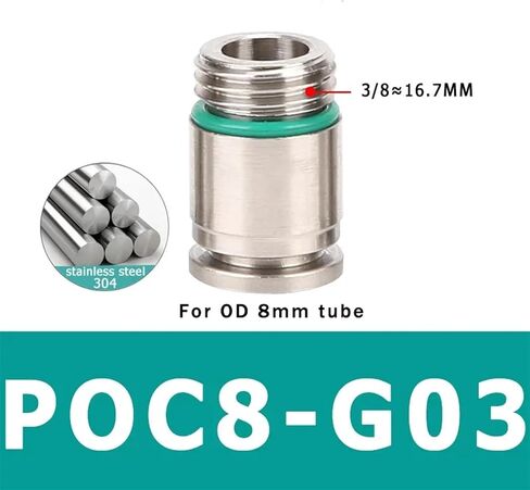10pcs 304 Stainless Steel Pneumatic Coupling Quick Connector POC-G 4 6 8 10 12mm External Thread Inner Hexagon Fitting(BXG-POC12-G04) in Saudi Arabia