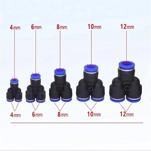 20pcs Py PW Air Connectors 4 6 8 10 12mm pneumatic Fitting Quick Connect Tee 3way 3way Plity Blasty Birm Mipe Connector (PY-12) in Saudi Arabia