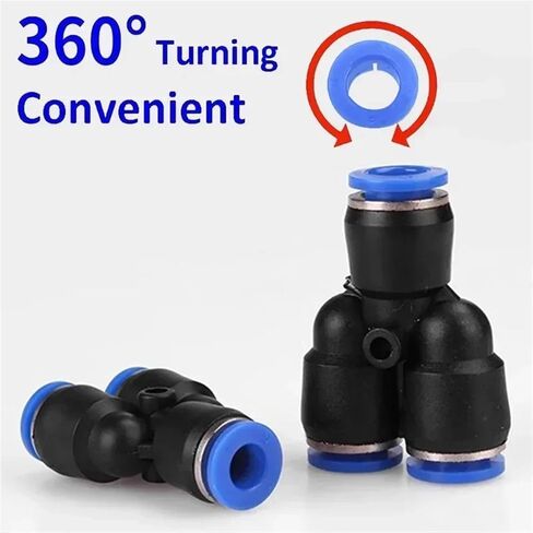 20pcs Py PW Air Connectors 4 6 8 10 12mm pneumatic Fitting Quick Connect Tee 3way 3way Plity Blasty Birm Mipe Connector (PY-12) in Saudi Arabia