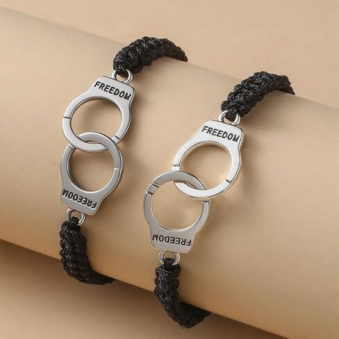 YJT Partners in Crime for 2 Best Friends Handcuff BFF Bracelets Girls Women Friendship Bracelets for Couples, Mom and Daughter 2PC, with 2 Message Cards in Kuwait