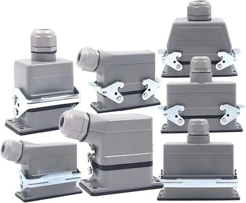 Rectangular Heavy Duty Connectors HDC HE 4 6 8 10 16 20 24 32 48 Core Pin 16A Waterproof Top Side Line Connector 1PCS(48 core lateral line) in Saudi Arabia
