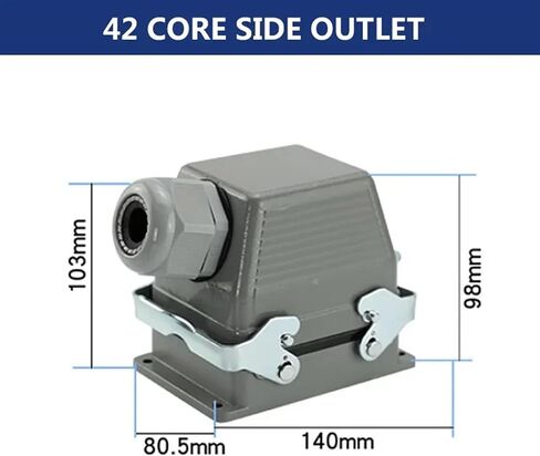 Rectangular Heavy Duty Connectors HDC HE 4 6 8 10 16 20 24 32 48 Core Pin 16A Waterproof Top Side Line Connector 1PCS(48 core lateral line) in Saudi Arabia