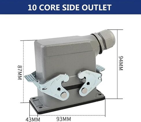 Rectangular Heavy Duty Connectors HDC HE 4 6 8 10 16 20 24 32 48 Core Pin 16A Waterproof Top Side Line Connector 1PCS(48 core lateral line) in Saudi Arabia