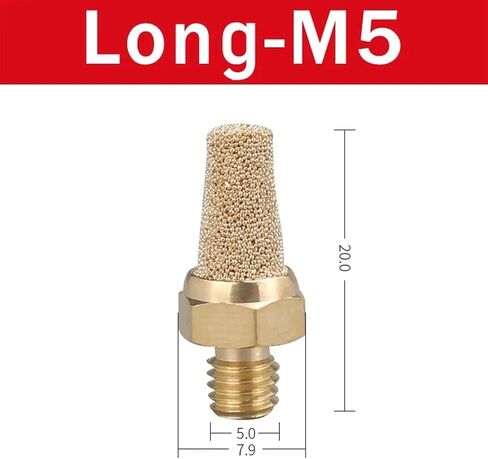 10PCS Pneumatic Exhaust Muffler Silencer M5 1/8 1/4 3/8 1/2 3/4 Male Thread For Air Noise Brass Adjustable Long Short BSL SLM SLL(SLL-04) in Saudi Arabia