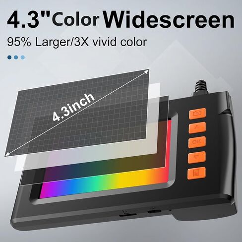 كاميرا المنظار الصناعي مع شاشة HD 4.3 '' ، 1080p الكاميرا التفتيش Borescope مع 8 مصابيح LED ، نطاق مقاوم للماء IP67 للسيارات ، الأنابيب ، الجدار ، تفتيش التصريف (5M (16.4 قدم)) in Saudi Arabia