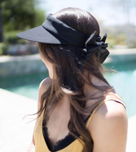 Livingston Women's Packable Wide Brim SPF 50+ UV Protection Sun Visor Hat w/Bow in Saudi Arabia