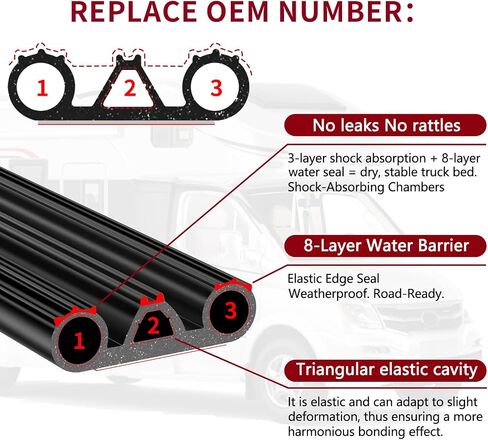 Truck Tonneau Cover Seal with Triple Bulb Design for Pickup Trucks, RVs, Tool Boxes - Waterproof Camper Shell Seal Kit, Car Weatherstripping for Noise and Dust Protection (8M/26.2FT) in Saudi Arabia