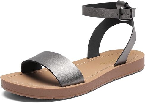 DREAM PAIRS Women’s One Band Ankle Strap Buckle Flat Sandals in Kuwait