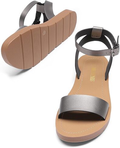DREAM PAIRS Women’s One Band Ankle Strap Buckle Flat Sandals in Kuwait
