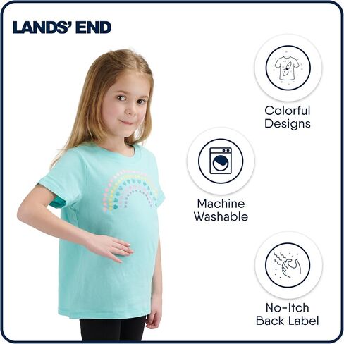 LANDS 'End Girls' Cotton Soft Cotton Short shirt t-shirt t-shirt in Saudi Arabia