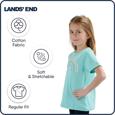 LANDS 'End Girls' Cotton Soft Cotton Short shirt t-shirt t-shirt in Saudi Arabia