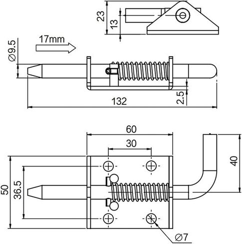 Heavy Duty Stainless Steel Catches Spring Door Bolt 1Pcs(Iron) in Saudi Arabia