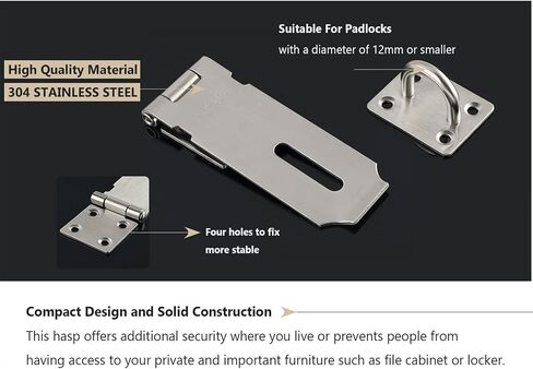 304 Stainless Steel Padlock Hasp Door Lock Shed Lock 3/4/5-Inch Heavy Duty Hasp and Staple Door Clasp Gate Latch Silver Black 1Pcs(Black,5inch) in Saudi Arabia