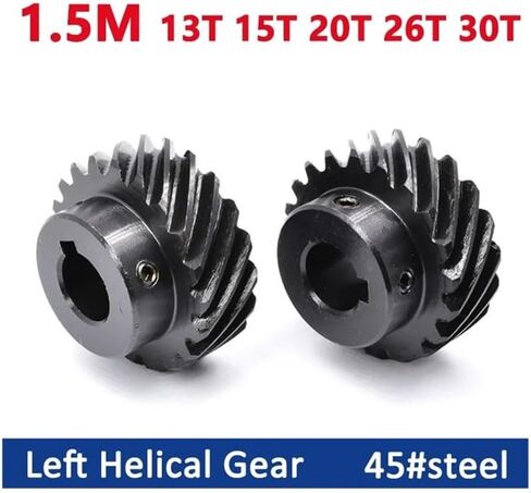 1pcs اليسار التروس الحلزوني 1.5m 13 15 20 26 30 ترس متداخلة 45 درجة ترس حلزوني Bore 10mm-25mm 45# Steel (24mm (Keyway 8) ، 1.5m 15teeth) in Kuwait