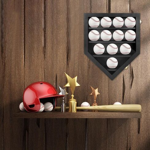 Baseball Display Case,Baseball Holders for Balls,12.8x16 inches Large Black Shadow Box for 12 Baseballs Wall Mount,Without Door,for Home Run and Collector Autograph Balls in Kuwait