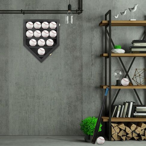 Baseball Display Case,Baseball Holders for Balls,12.8x16 inches Large Black Shadow Box for 12 Baseballs Wall Mount,Without Door,for Home Run and Collector Autograph Balls in Kuwait