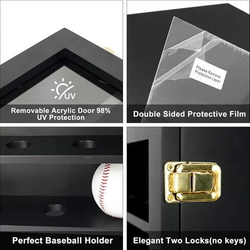 Baseball Display Case,Baseball Holders for Balls,12.8x16 inches Large Black Shadow Box for 12 Baseballs Wall Mount,Without Door,for Home Run and Collector Autograph Balls in Kuwait