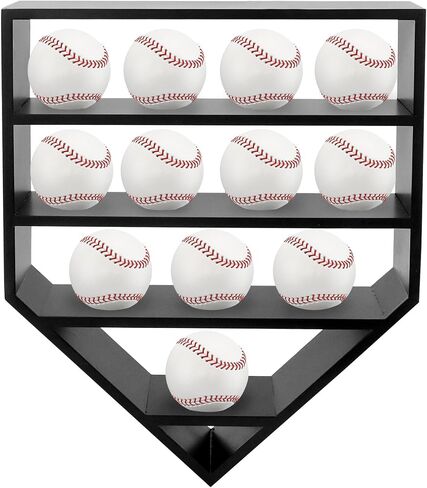 Baseball Display Case,Baseball Holders for Balls,12.8x16 inches Large Black Shadow Box for 12 Baseballs Wall Mount,Without Door,for Home Run and Collector Autograph Balls in Kuwait
