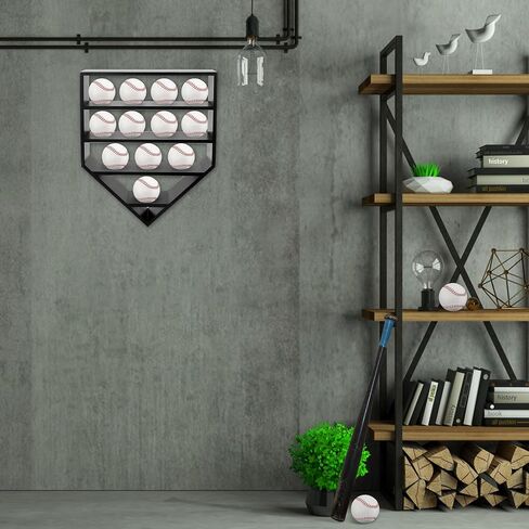 Baseball Display Case,Baseball Holders for Balls,12.8x16 inches Large Black Shadow Box for 12 Baseballs Wall Mount,Without Door,for Home Run and Collector Autograph Balls in Kuwait