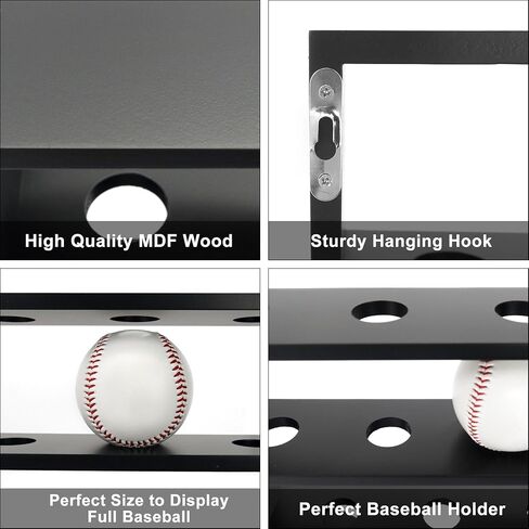 Baseball Display Case,Baseball Holders for Balls,12.8x16 inches Large Black Shadow Box for 12 Baseballs Wall Mount,Without Door,for Home Run and Collector Autograph Balls in Kuwait