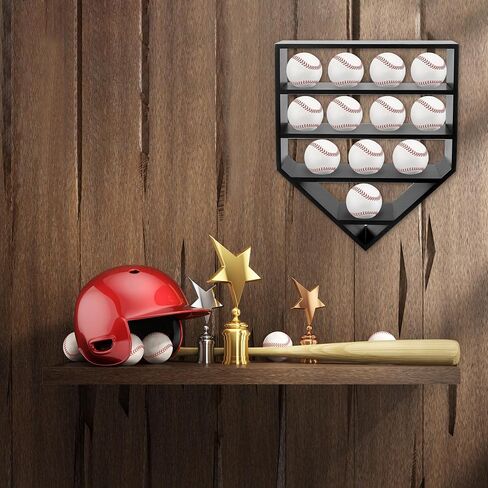Baseball Display Case,Baseball Holders for Balls,12.8x16 inches Large Black Shadow Box for 12 Baseballs Wall Mount,Without Door,for Home Run and Collector Autograph Balls in Kuwait