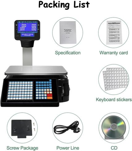 مقياس الحوسبة في شاشة LCD التجارية ، مقياس الحوسبة مع طابعة التسمية للبيع بالتجزئة ، سعة السوبر ماركت 6 كيلوغرام 15 كيلوجرام رطل 30 كجم in Saudi Arabia