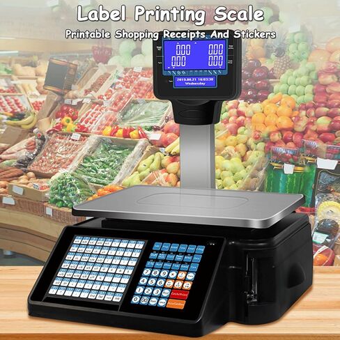 مقياس الحوسبة في شاشة LCD التجارية ، مقياس الحوسبة مع طابعة التسمية للبيع بالتجزئة ، سعة السوبر ماركت 6 كيلوغرام 15 كيلوجرام رطل 30 كجم in Saudi Arabia