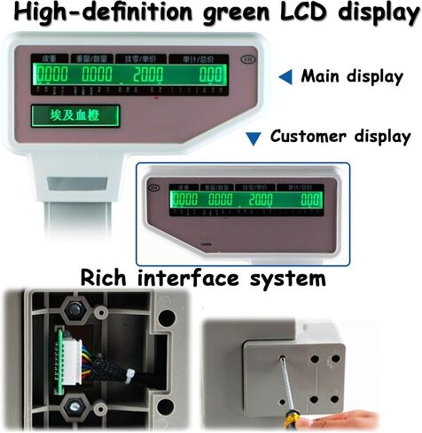 Digital Barcode Weighing Scales, Back Front Dual Display, 63 Shortcut Keys for Supermarket/Retail Store/Warehouse Weighing, Commercial Cash Register in Saudi Arabia