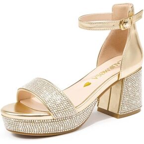 فتيات كبيرات عالية الكعب في الصنادل جولة مفتوحة إصبع القدم أطفال لباس أحذية أحذية زهرة الفتاة أحذية زفاف حفل زفاف مضخات الكاحل in Kuwait