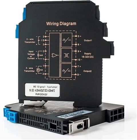 35mm DIN Rail 4-20MA إلى 0-10V 2 في 2 OUT عزل الإشارة التناظرية 0-10V إلى 0-10V DC24V مرسل إشارة لإمدادات إمدادات الطاقة (1 في 2 OUT ، الإخراج 0-20MA_INPUT 0-10MA_DC24V) in Kuwait